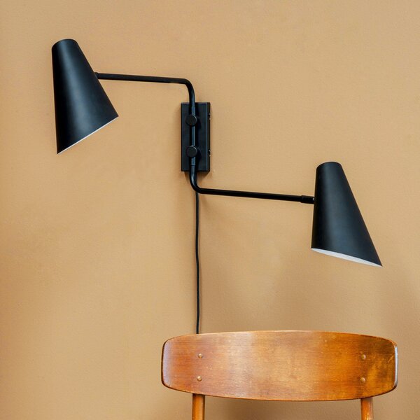 Lampă de perete Dyberg Larsen, Cale, Negru, Camera de zi, Metal, Design