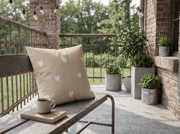 Fata de perna din bumbac amestec HEARTILO POLY 45x45 cm, bej