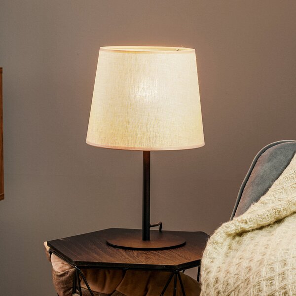 TK Lighting Lampa de masă Chicago cu abajur din in, Bej, Camera de zi / sufragerie, Țesătură / Textil