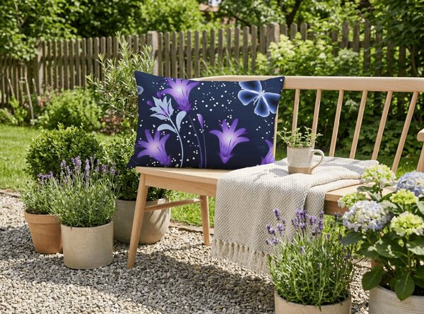 Husa pentru perna din microfibra VIOLET BUTTERFLY 50x70 cm, albastru inchis