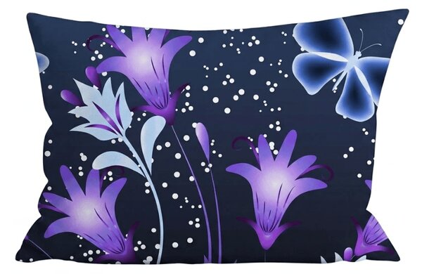 Husa pentru perna din microfibra VIOLET BUTTERFLY 50x70 cm, albastru inchis