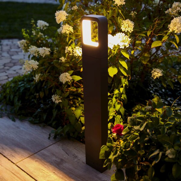 Heitronic Lampă LED de trotuar suplă Juna, Negru, Metal, Modern