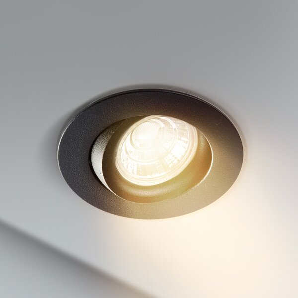 Heitronic Spot LED încastrat tavan DL6809, rotund, negru, reglabil, Negru, Hol, Metal, Modern, Corpuri de iluminat încastrate rotunde