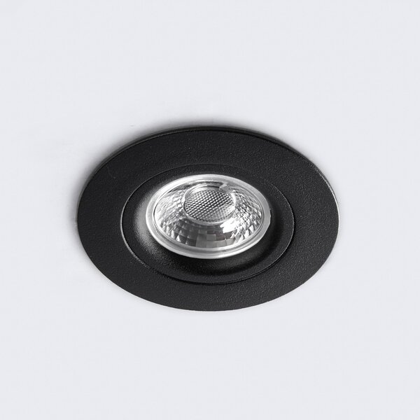 Heitronic Spot LED încastrat tavan DL6809, rotund, negru, reglabil, Negru, Hol, Metal, Modern, Corpuri de iluminat încastrate rotunde