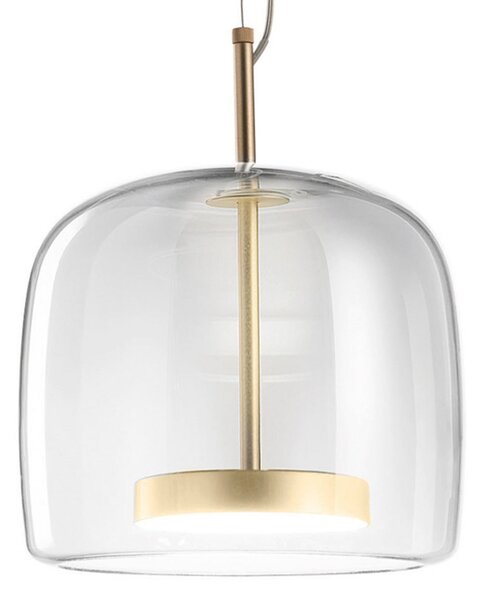 Vistosi Lampă pendul Jube SP 1 P din sticlă, transparent, reglabil, Transparent, Camera de zi / sufragerie, Sticlă, Design