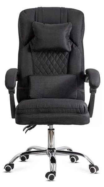 Scaun de birou RELAXA, perna lombara cu masaj, stofa, Negru