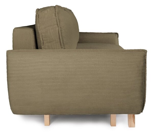 Canapea verde extensibilă cu tapițerie din catifea reiată 218 cm Tori – Bonami Selection