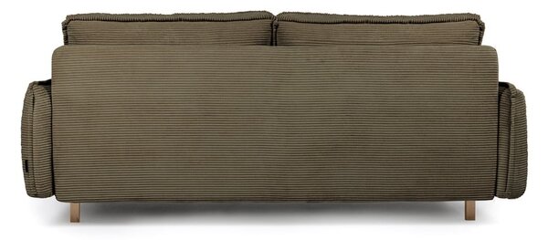 Canapea verde extensibilă cu tapițerie din catifea reiată 218 cm Tori – Bonami Selection