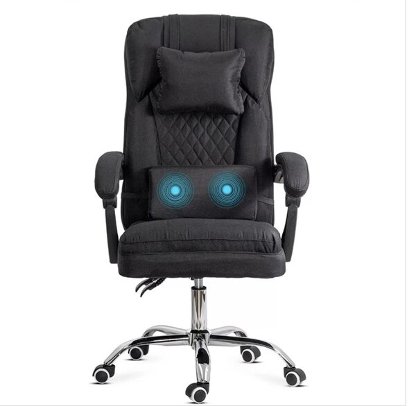 Scaun de birou RELAXA, perna lombara cu masaj, stofa, Negru