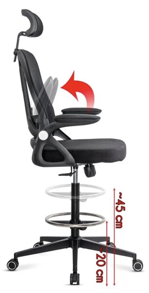 Scaun de birou ELEVATE, suport pentru picioare reglabil, Mesh, Negru
