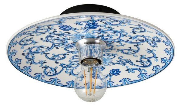 Lampă de perete Lucande, Faelira, reglabil, Albastru, Camera de zi, Ceramică, Vintage