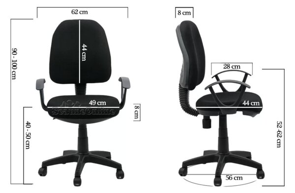 Scaun de birou NOVA, reglabil pe inaltime, stofa, Negru