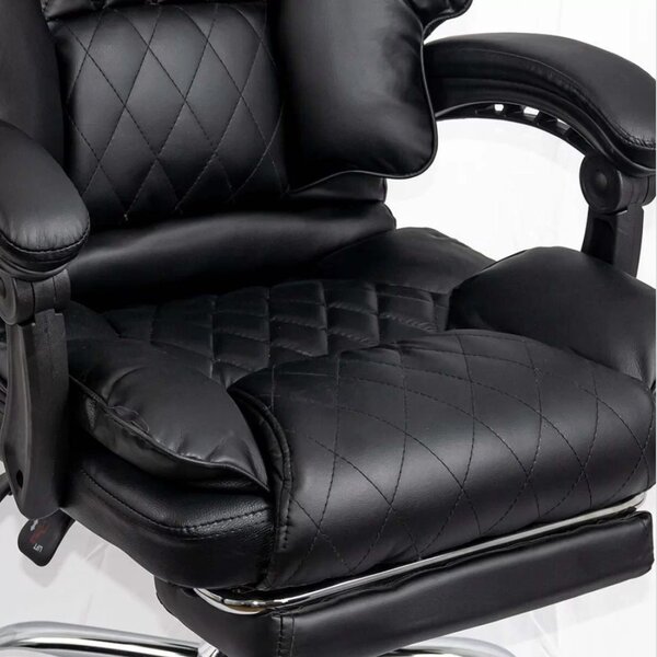 Scaun de birou DIAMOND, suport pentru picioare, reclinare 150 , Piele ecologica, Negru