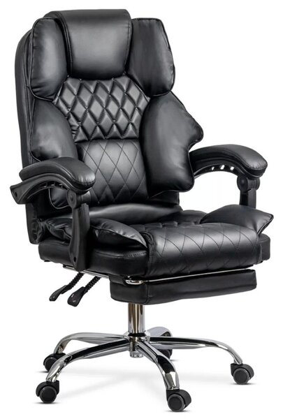 Scaun de birou DIAMOND, suport pentru picioare, reclinare 150 , Piele ecologica, Negru