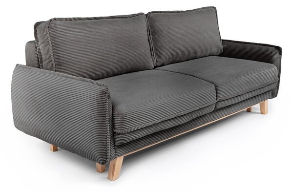Canapea gri extensibilă cu tapițerie din catifea reiată 218 cm Tori – Bonami Selection