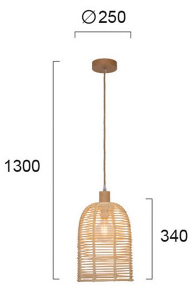Viokef Lampă suspendată Bell din lemn, reglabil, Lemn, Camera de zi / sufragerie, Lemn, Modern