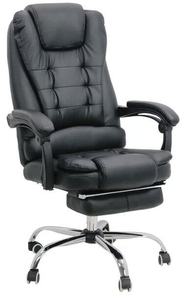 Scaun de birou EMPEROR, suport pentru picioare, recliner 135 , Piele ecologica, Negru