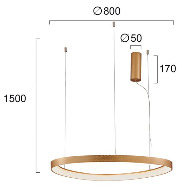 Viokef Lampă suspendată LED Loop, auriu, Ø 80 cm, Auriu / Alamă, Camera de zi / sufragerie, Metal, Modern