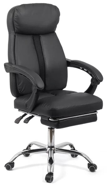 Scaun de birou ZENITH, suport pentru picioare, recliner 135 , Piele ecologica, Negru
