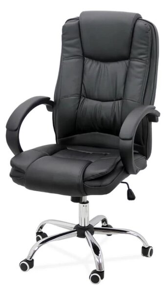 Scaun de birou REGAL, baza metalica cromata, piele ecologica, Negru
