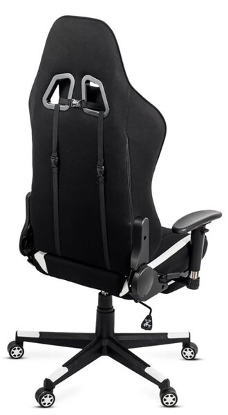Scaun gaming PHANTOM, cotiere reglabile, suport lombar, Piele ecologica, Alb