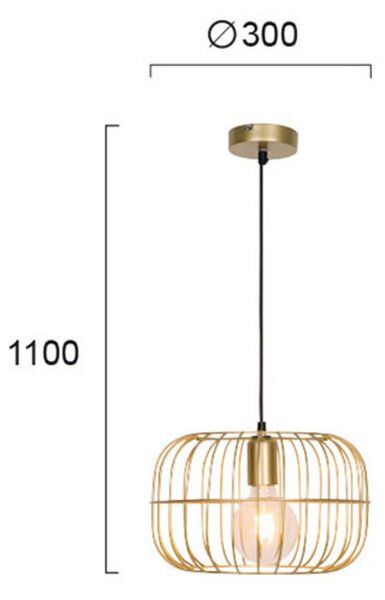 Viokef Lampă suspendată Zenith formă de colivie, auriu, reglabil, Auriu / Alamă, Camera de zi / sufragerie, Metal, Modern