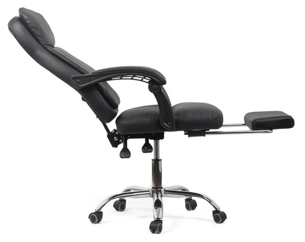 Scaun de birou ZENITH, suport pentru picioare, recliner 135 , Piele ecologica, Negru