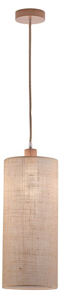 Viokef Lampă suspendată Senso, lungă îngustă, Ø 20 cm, reglabil, Bej, Camera de zi / sufragerie, Țesătură / Textil