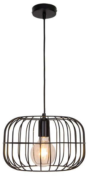 Viokef Lampă suspendată Zenith formă de colivie, negru, reglabil, Negru, Camera de zi / sufragerie, Metal, Modern