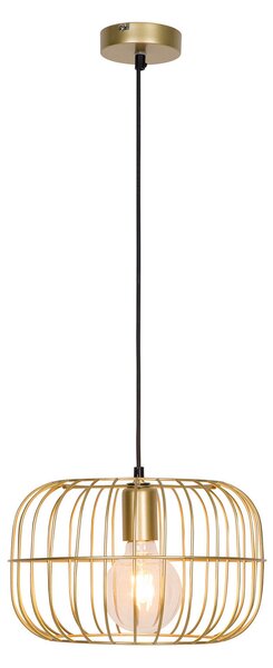 Viokef Lampă suspendată Zenith formă de colivie, auriu, reglabil, Auriu / Alamă, Camera de zi / sufragerie, Metal, Modern
