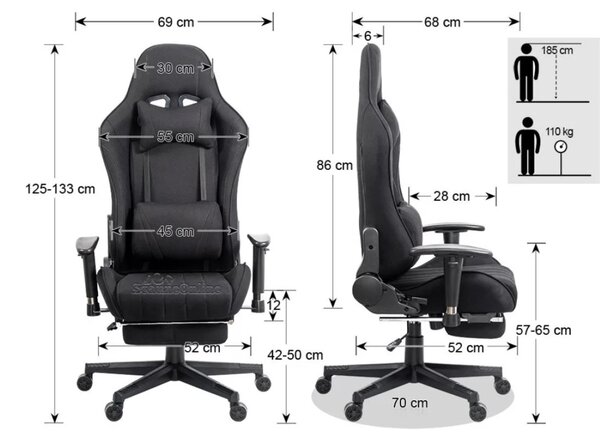 Scaun gaming PHANTOM, cotiere reglabile, suport lombar, Piele ecologica, Alb