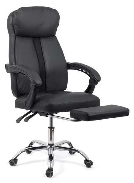 Scaun de birou ZENITH, suport pentru picioare, recliner 135 , Piele ecologica, Negru