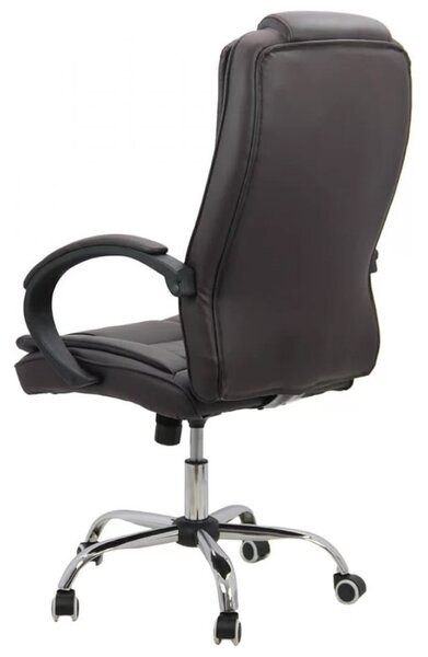 Scaun de birou REGAL, baza metalica cromata, piele ecologica, Maro