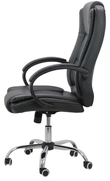 Scaun de birou REGAL, baza metalica cromata, piele ecologica, Negru