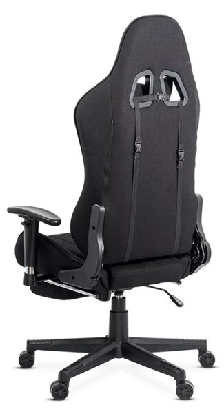 Scaun gaming PHANTOM, cotiere reglabile, suport lombar, Piele ecologica, Negru