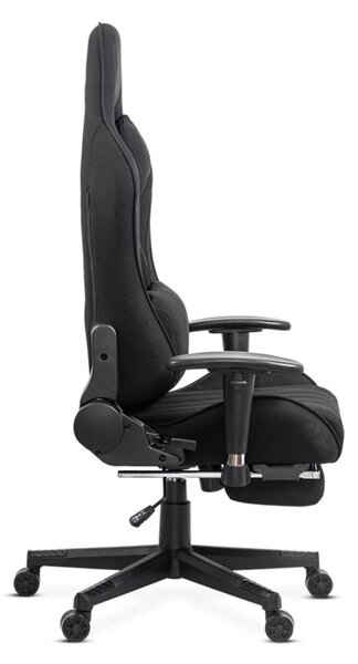 Scaun gaming PHANTOM, cotiere reglabile, suport lombar, Piele ecologica, Negru