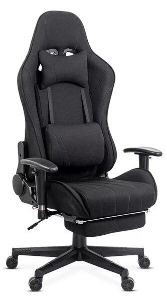 Scaun gaming PHANTOM, cotiere reglabile, suport lombar, Piele ecologica, Negru