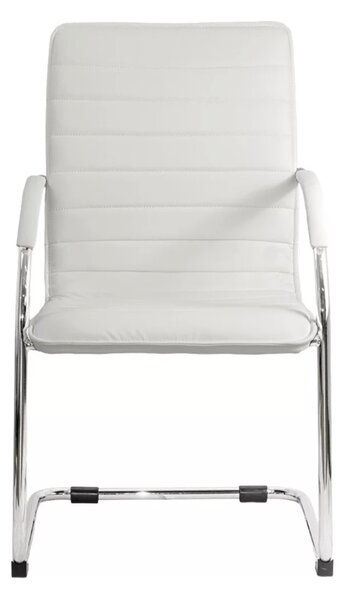 Scaun vizitator ELEGANCE, cadru cromat, piele ecologica, Alb