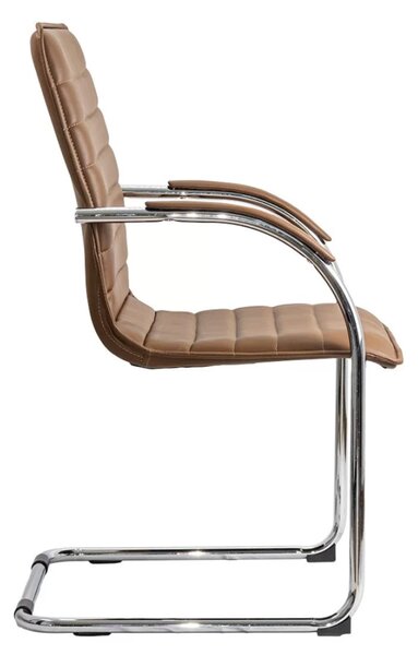 Scaun vizitator ELEGANCE, cadru cromat, piele ecologica, Maro