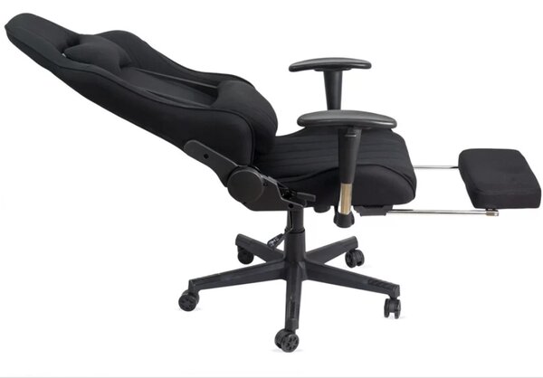 Scaun gaming PHANTOM, cotiere reglabile, suport lombar, Piele ecologica, Negru