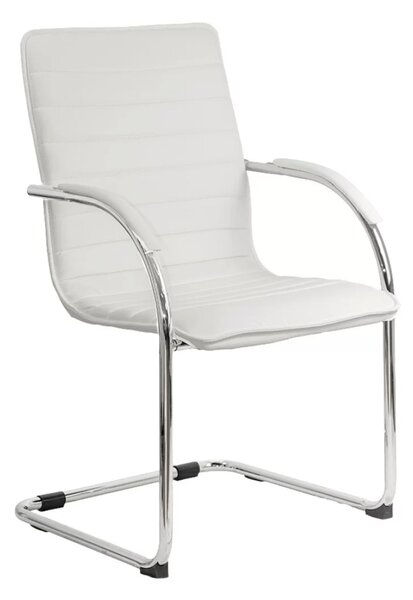 Scaun vizitator ELEGANCE, cadru cromat, piele ecologica, Alb