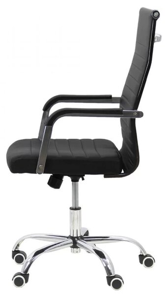 Scaun de birou ODESSA, cadru cromat, reglabil pe inaltime, Piele ecologica, Negru