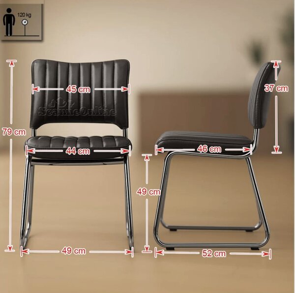 Scaun vizitator NOBLE, cadru cromat, piele ecologica, Negru