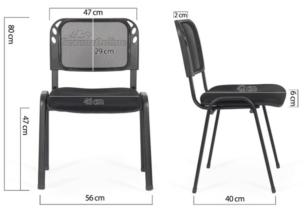 Scaun conferinta VENTO, spatar Mesh, cadru metalic, Negru