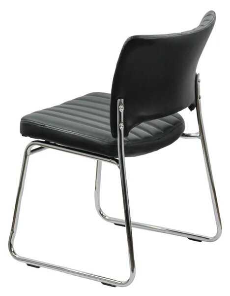 Scaun vizitator NOBLE, cadru cromat, piele ecologica, Negru