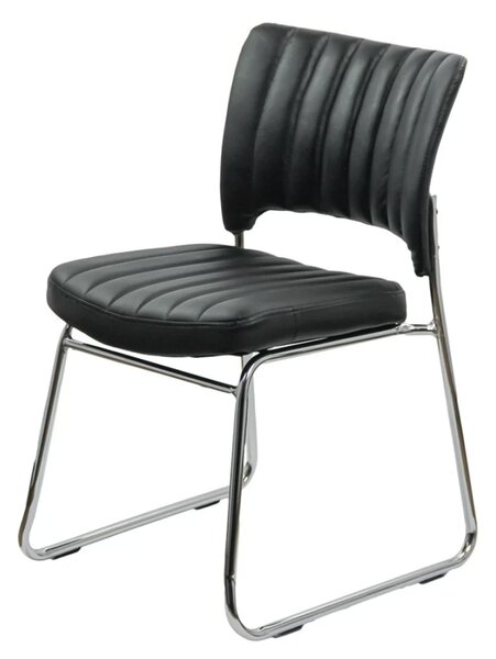 Scaun vizitator NOBLE, cadru cromat, piele ecologica, Negru