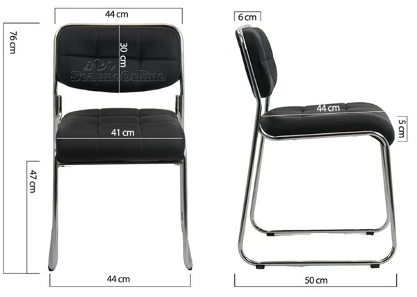 Scaun vizitator SIENA, stocabil, piele ecologica, Negru