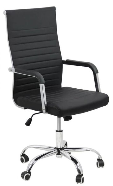 Scaun de birou ODESSA, cadru cromat, reglabil pe inaltime, Piele ecologica, Negru