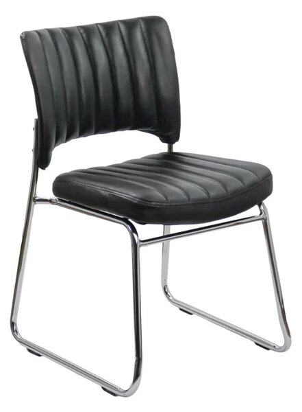 Scaun vizitator NOBLE, cadru cromat, piele ecologica, Negru