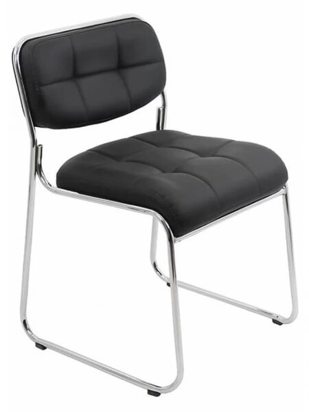 Scaun vizitator SIENA, stocabil, piele ecologica, Negru